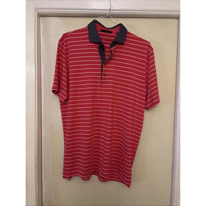 EUC MEN’S GREYSON SHORT SLEEVE GOLF POLO SHIRT SIZE LARGE PINK STRIPED